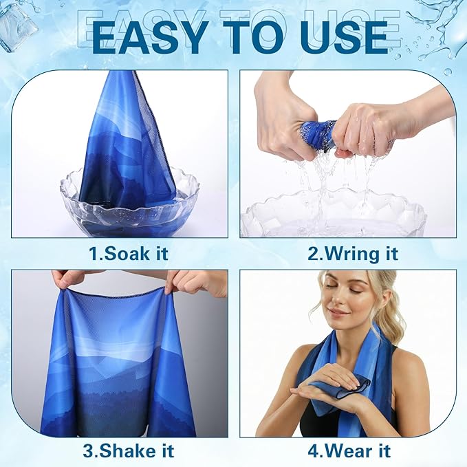 12 Pcs Cooling Towels for Neck and Face 40" x 12" Cooling Neck Wraps Ice Towel Breathable Soft Chilly Towel for Yoga, Sport, Running, Gym, Camping, Fitness, Party Favors, Team Gift
