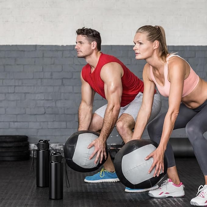 Domensi 50 Pieces Plastic Water Bottle Bulk 17 oz Sports Adults Reusable Large Water Bottles with Leak Proof Flip Top for Adults Fitness (Solid Black)