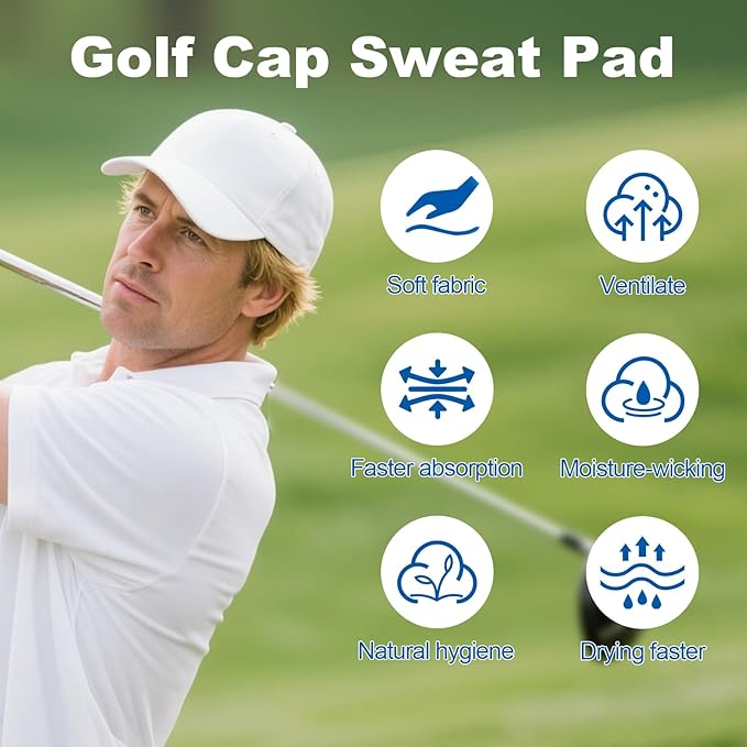 20 Pcs Hat Sweat Liner Disposable Absorbent Liners for Men and Women Caps, Soft Breathabl Protection Strips, Sweat Band for Hats and Baseball Cap Liners, Keep Your Hats Fresh and Comfortable