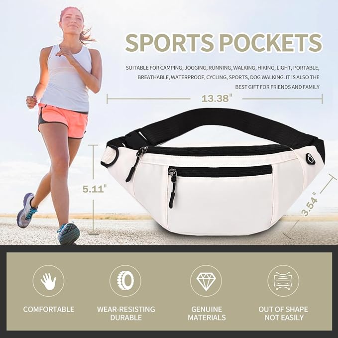 DAITET Crossbody Fanny Pack for Men&Women,Large Waist Bag & Hip Bum Bag with Adjustable Strap for Outdoors Workout Traveling Casual Running Hiking Cycling