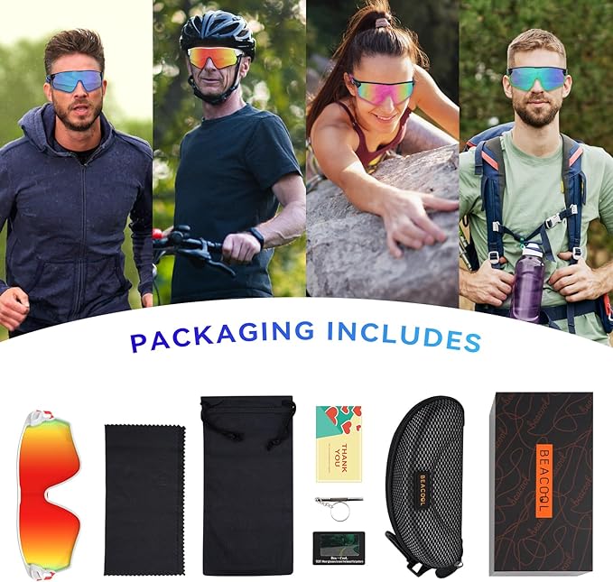 BEACOOL Polarized Sports Sunglasses for Men Women Youth Baseball Cycling Running Driving Fishing Golf Motorcycle TAC Glasses