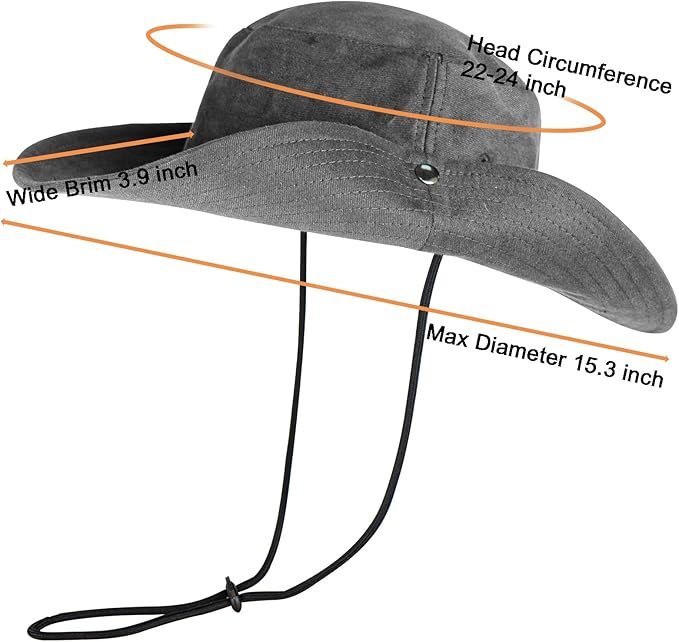 ZOORON Bucket Hat Wide Brim Boonie Hats Safari Hat for Hiking Fishing Outdoor