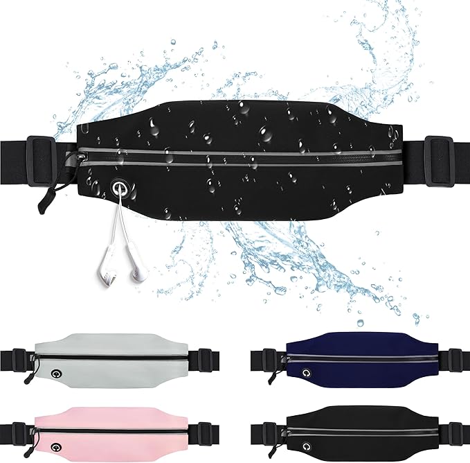Slim Running Belt For Men and Women Waist Fanny Pack Phone Holder Pouch Bag Reflective Zipper Pocket Workout Cycling Fitness