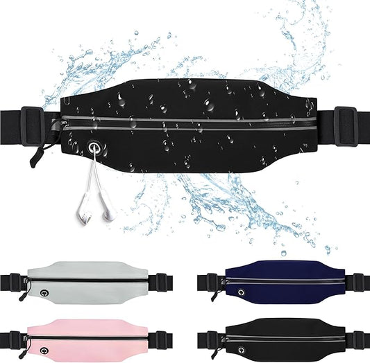 Slim Running Belt For Men and Women Waist Fanny Pack Phone Holder Pouch Bag Reflective Zipper Pocket Workout Cycling Fitness