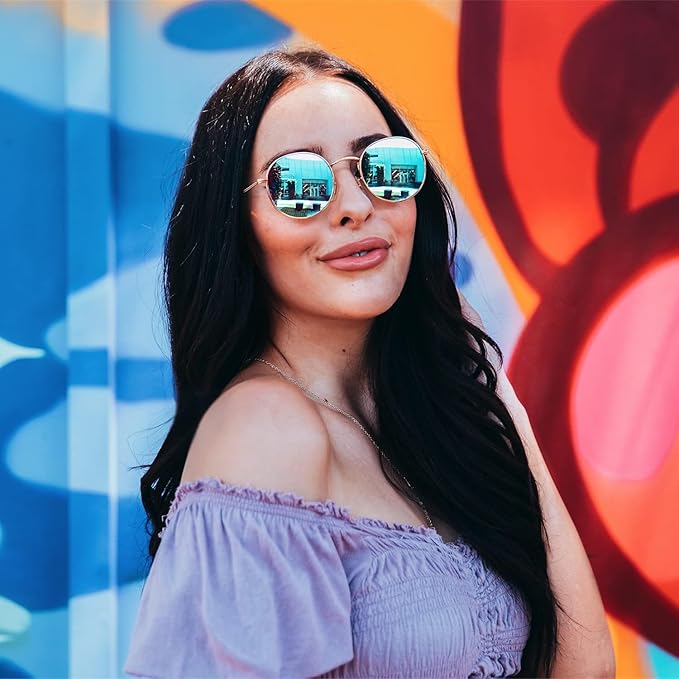 WearMe Pro - Reflective Lens Round Trendy Sunglasses