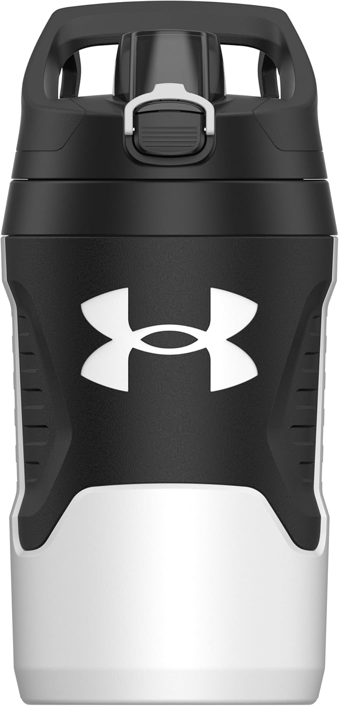 Under Armour 32 oz Insulated Water Bottles - Sports Water Jug with Fence Hook, Leak Resistant for Baseball, Football & More, 32 oz Insulated, White/Black