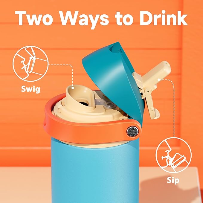 24 oz Insulated Water Bottle for Men: Meoky Stainless Steel Water Bottle with Straw and Spout Lid - Leak Proof, Cold for 24 Hours, Fits in Car Cup Holder, BPA-Free for Sports Travel, Summer Sweetness