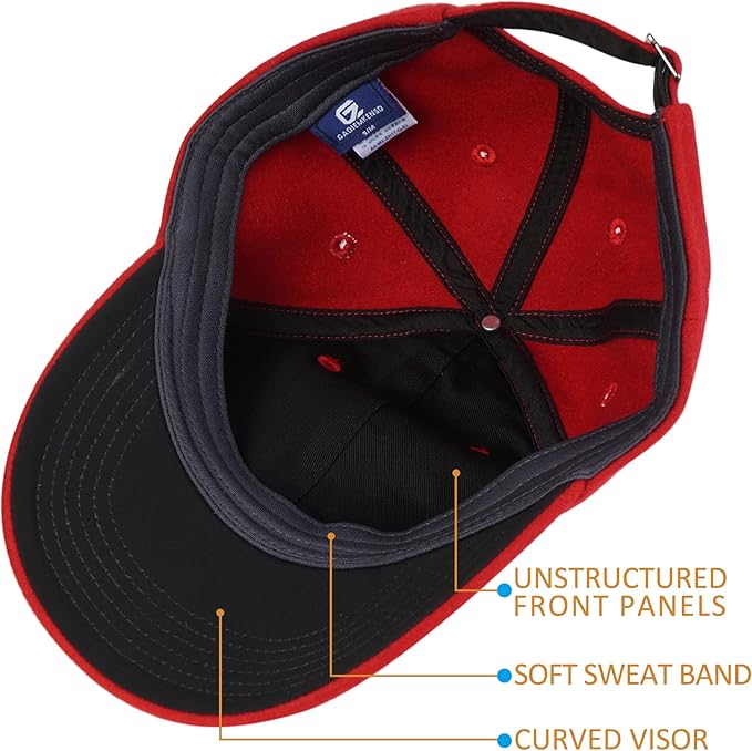 GADIEMKENSD Unstructured Wool Baseball Caps Winter Warm Hat Adjustable