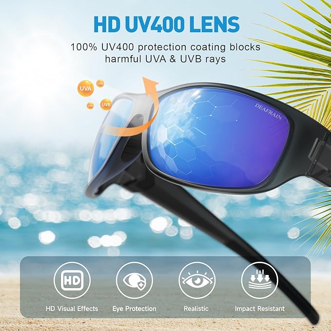 DEAFRAIN Polarized Sports Sunglasses for Men Women Driving Fishing Cycling Running UV Protection