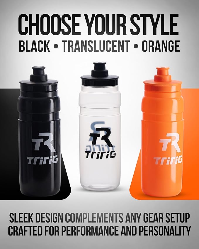 TRIRIG TR Cycling Water Bottles 32 Oz Black Featuring a Watergate Lid for Easy, Leak Proof Access - Fits Standard Bike Cages for Triathlon Bikes, Gym & Outdoor Lightweight Sports Water Bottle