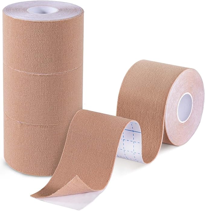 4 Pack Waterproof Skin Colored Athletic Kinesiology Tape Shoulder Knee Tape for Gym Fitness Running Tennis Swimming Football