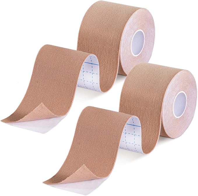 2 Pack Kinesiology Tape, Athletic Tape Supports Protects Muscles, Knees, Shoulders & Plantar Fasciitis, Waterproof & Hypoallergenic Kinesiology Tape (Skin Color)