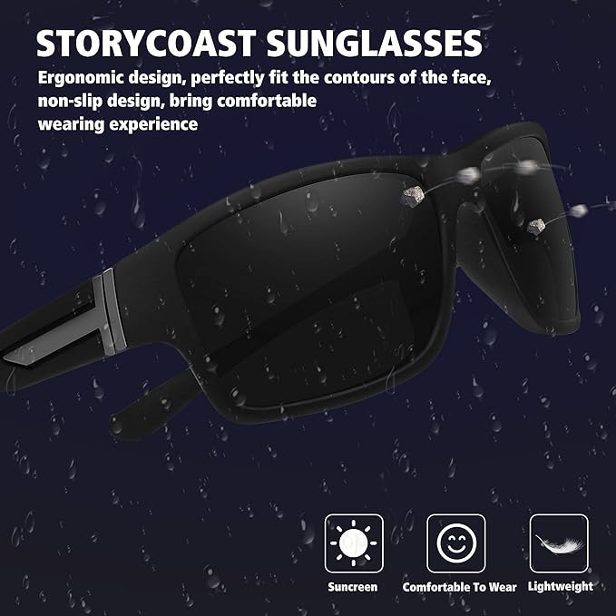 STORYCOAST Polarized Sports Sunglasses for Men Women Unbreakable Frame Cycling Fishing Driving