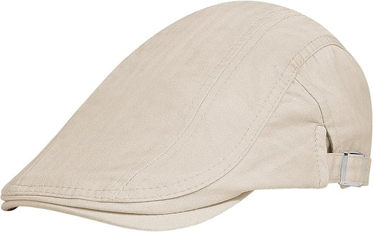 Men's Newsboy Caps 100% Cotton Newsies Flat Hats for Men Adjustable Irish Cabbie Gatsby Hats Ivy Cap for Driving Golf Hunting