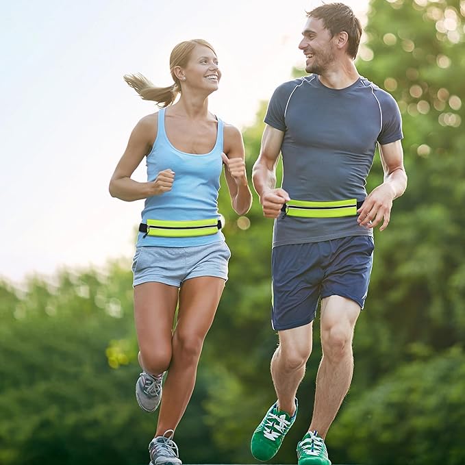 Slim Running Belt For Men and Women Waist Fanny Pack Phone Holder Pouch Bag Reflective Zipper Pocket Workout Cycling Fitness Kelly Green