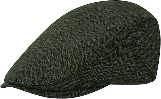Men's Newsboy Cap Wool Blend Classic Herringbone Tweed Flat Caps Gatsby Cabbie Hats Ivy Irish Hat