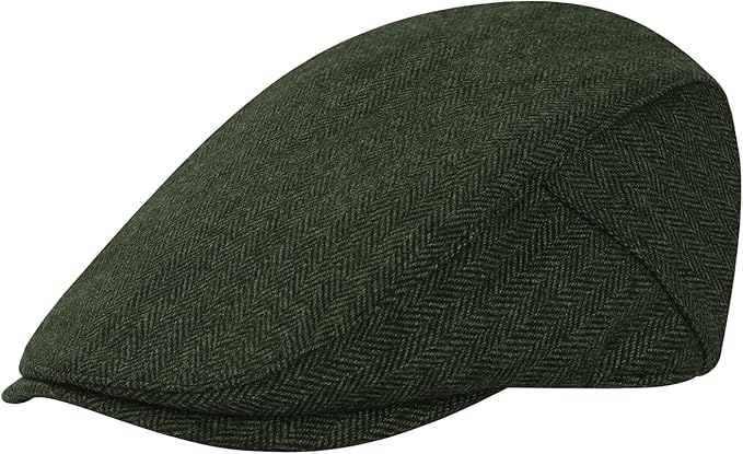 Men's Newsboy Cap Wool Blend Classic Herringbone Tweed Flat Caps Gatsby Cabbie Hats Ivy Irish Hat