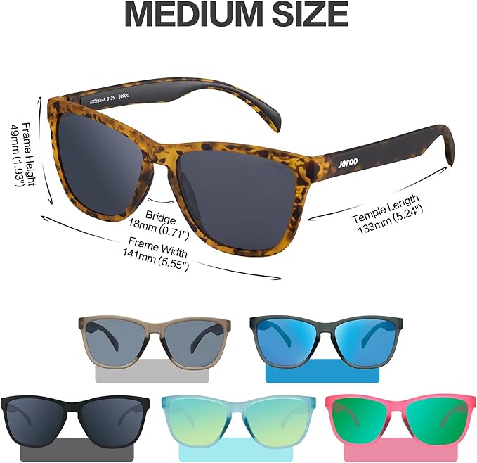 Jefoo Polarized Sports Sunglasses for Women Men Running Retro Trendy Sun Glasses UV400 Protection Tangle Free