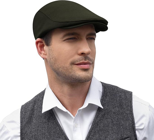 KUJUHA Men's Newsboy Cap Cotton Flat Ivy Gatsby Newsboy Hat Driving Hat Irish Cabbie Hunting Caps Winter Hat