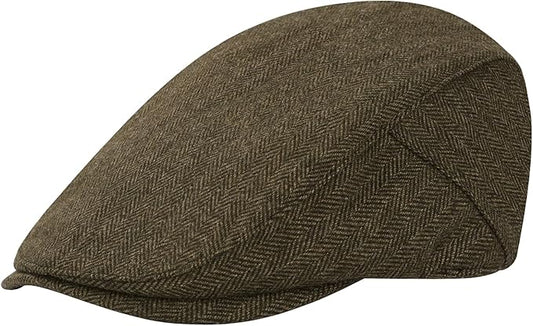 Men's Newsboy Cap Wool Blend Classic Herringbone Tweed Flat Caps Gatsby Cabbie Hats Ivy Irish Hat