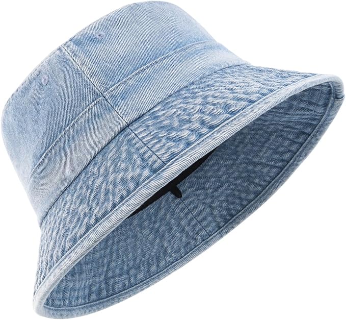 Zylioo XXL XL L M Denim Bucket Sun Hat,Oversized Jean Fisherman Hats,Adjustable Packable Summer Travel Hats