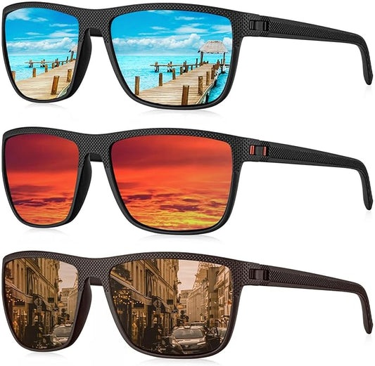 KALIYADI Polarized Sunglasses for Men, Lightweight Sun Glasses with UV Protection for Driving Fishing Golf