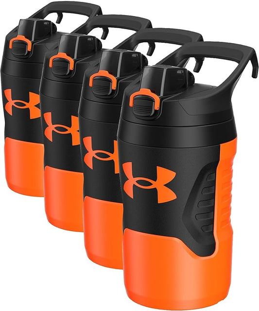 Under Armour 32 oz Insulated Water Bottles - Sports Jug with Handle, Fence Hook, Leak Resistant for Baseball, Football & More, 32 oz Water-Bottles, Sports Water Bottle Insulated (Pack of 4)