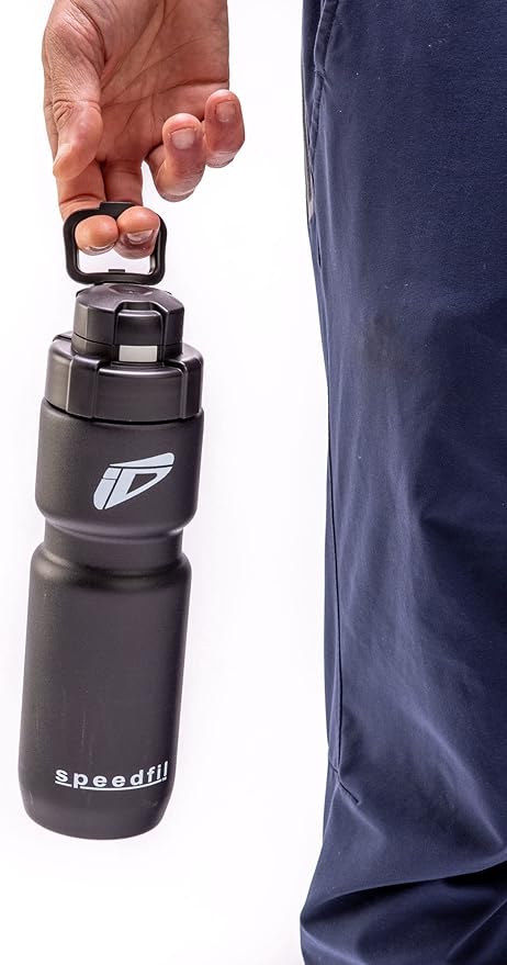 Speedfil Speedflask 21 oz. Vacuum Insulated Stainless Steel Cycling Sports Water Bottle with NEW Bounce Back Lid 2.0 (Black)
