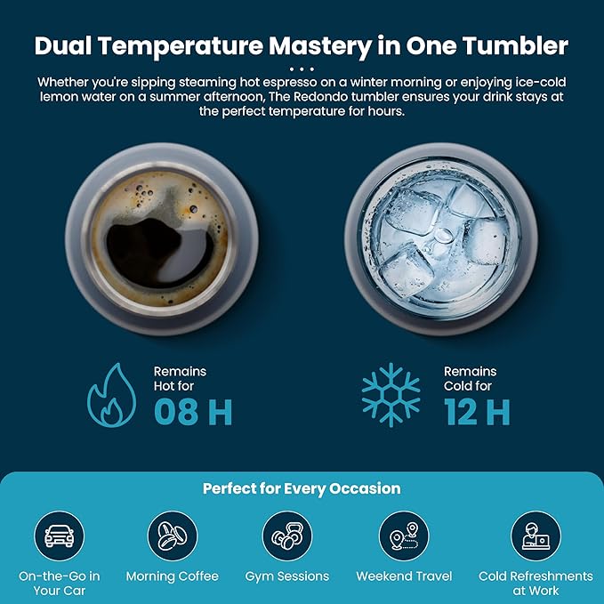 Quiksilver Redondo 26oz Double Wall Stainless Steel Water Bottle, Reusable Sports Bottle with Leak-Proof Lid, Non-Slip Rubber Base, Carrier Handle, insulated Tumblers, 24H Hot & Cold Beverage