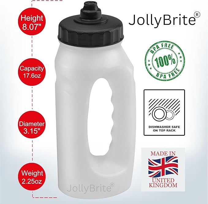 Handheld Running Water Bottle 17.6oz Leakproof Sports Push Pull Lid, Jogger Bottles for Runners, Lightweight Easy-Grip Water Bottle for Running and Fitness. 2 Pack Black and Navy Lids