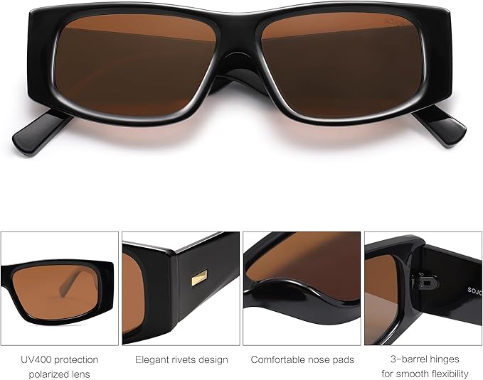 SOJOS Trendy Y2K Rectangle Polarized Sunglasses for Women Men Fashion Designer Rave Sunglasses SJ2228
