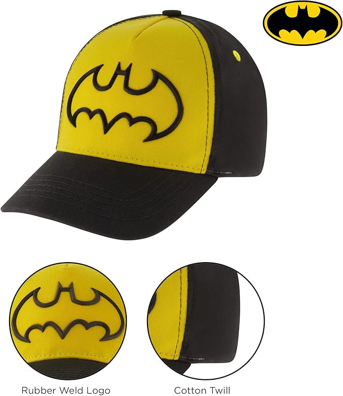 DC Comics Boys Baseball Cap, Batman Adjustable Toddler Hat, Ages 2-4 Or Boy Hats For Kids Ages 4-7