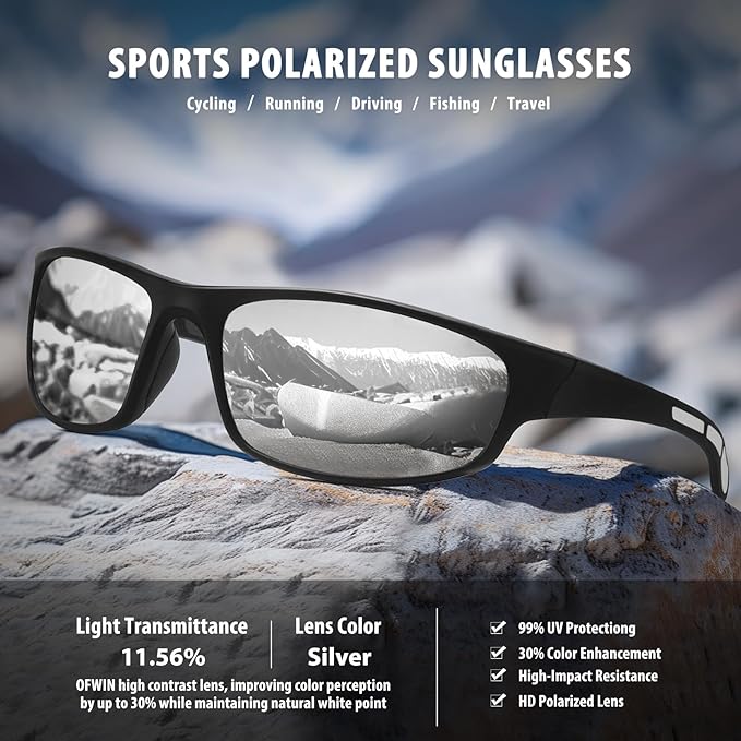 Sports Polarized Sunglasses for Men Women Wrap Around Sun Glasses Fishing Cycling Driving Running UV Protection