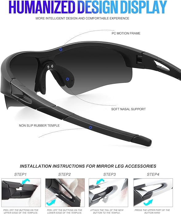 KALIYADI Sports Sunglasses for Men, Polarized Sun Glasses for Men Women Youth Baseball Softball with UV Protection
