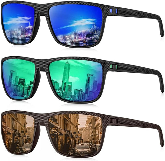 KALIYADI Polarized Sunglasses for Men, Lightweight Sun Glasses with UV Protection for Driving Fishing Golf