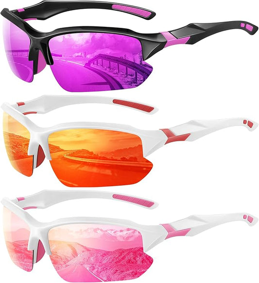 XVXV Polarized Sports Sunglasses for Men - UV Protection Half Frame Sun Glasses for Running Fishing