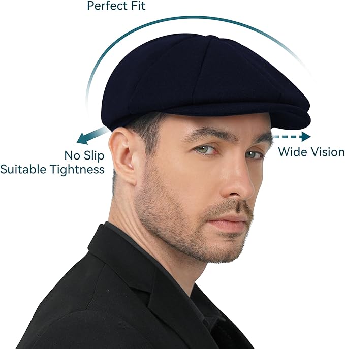 POUDAY Wool Blend Newsboy Cap for Men Irish Cap Newsboy Hat Newsies Cabbie Hat