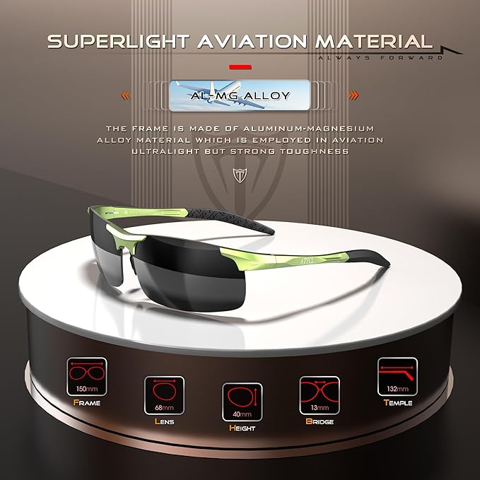 ATTCL Men's Fashion Driving Polarized Sunglasses for Men - Al-Mg metal Ultralight Frame