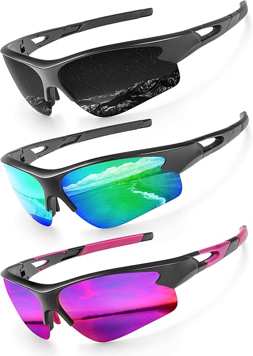 KALIYADI Sports Sunglasses for Men, Polarized Sun Glasses for Men Women Youth Baseball Softball with UV Protection