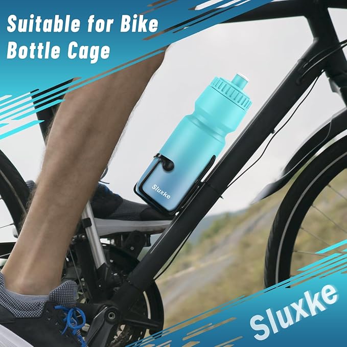 32oz Cycling Water Bottle 2Pack, 1000ml Sports Squeeze Bottle BPA Free, Lightweight Fits Most Bike Cages Bicycle