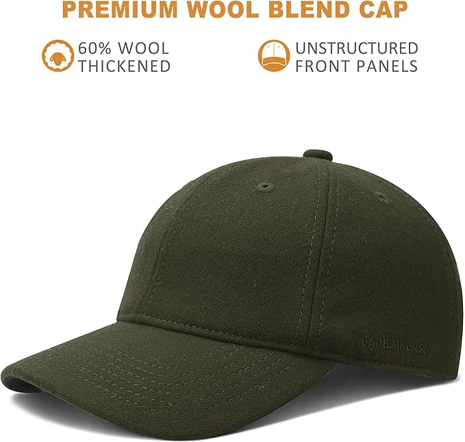 GADIEMKENSD Unstructured Wool Baseball Caps Winter Warm Hat Adjustable