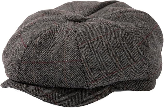 TOP-EX L/XL/XXL Wool Tweed Newsboy Cap for Men Paperboy Warm Winter Hat Vintage Flat Ivy Cabbie Gatsby Cap