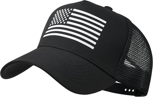 IIN American Flag Mesh Baseball Cap, Patriotic Trucker Hat for Men Women, Quick-Dry Breathable Design, Adjustable Snapback