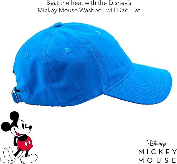 Disney Mickey Mouse Baseball Hat, Washed Twill Cotton Adjustable Dad Cap