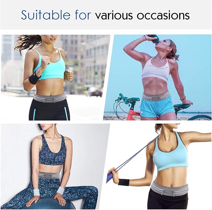 MoKo Sports Running Belt,Outdoor Dual Pouch Sweatproof Reflective Slim Waist Pack,Fitness Workout Belt Fanny Pack Compatible with iPhone 11/11 Pro Max/X/Xr/Xs Max/8/7, Galaxy Note 10/10 Plus, S20/S10