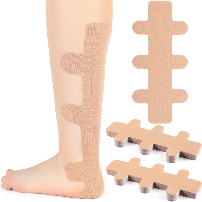 30 Pcs Achilles Tendonitis Kinesiology Tape Precut Achilles Tendon Ankle Tape Latex Free for Sprained Ankle Relief Muscle Support Foot Pain Athletic Sport(Nude)