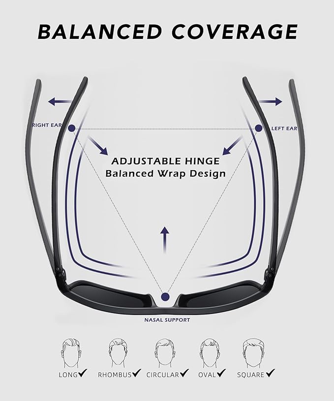 Polarized Sunglasses Men, Mens Sunglasses Polarized UV protection Lightweight Sun Glasses for Driving Fishing Golf