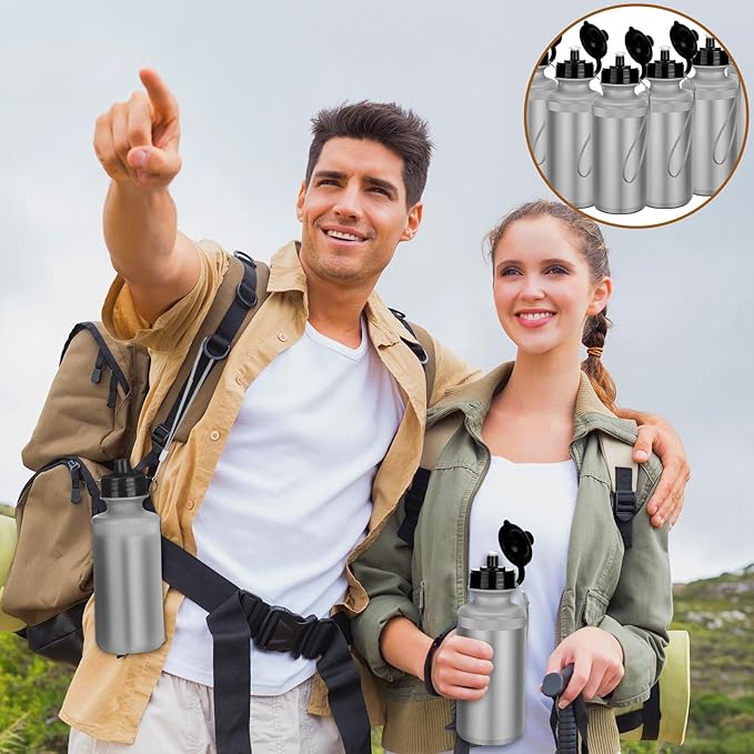 72 Pcs Reusable Water Bottles Bulk 20 oz Squeeze Plastic Sports Water Bottles with Nylon Strap Leak Proof Blank DIY Cups for Travel Hiking Cycling Sport Event Team Gifts