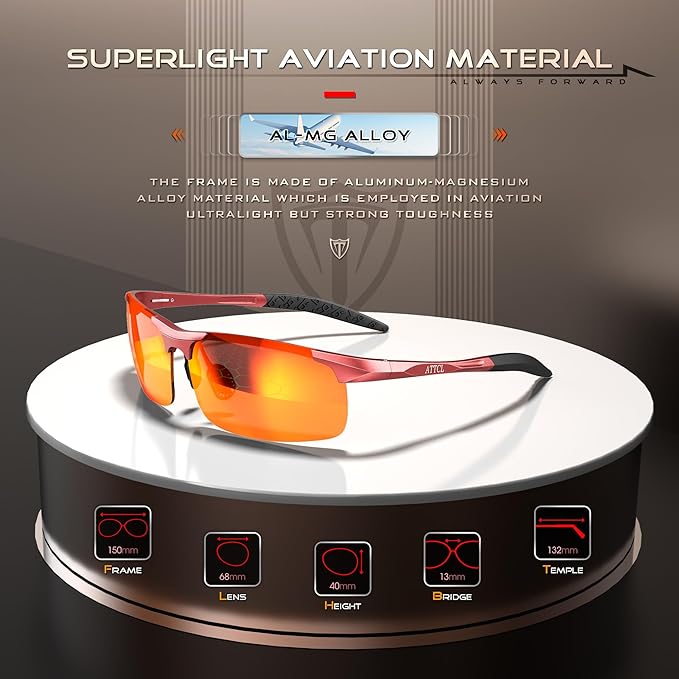 ATTCL Men's Fashion Driving Polarized Sunglasses for Men - Al-Mg metal Ultralight Frame