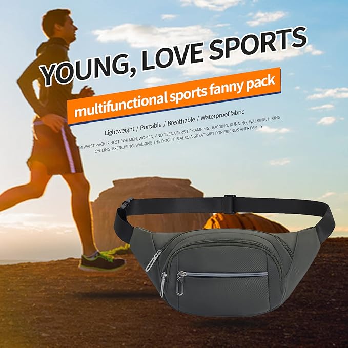 DAITET Crossbody Fanny Pack for Men&Women,Large Waist Bag & Hip Bum Bag with Adjustable Strap for Outdoors Workout Traveling Casual Running Hiking Cycling